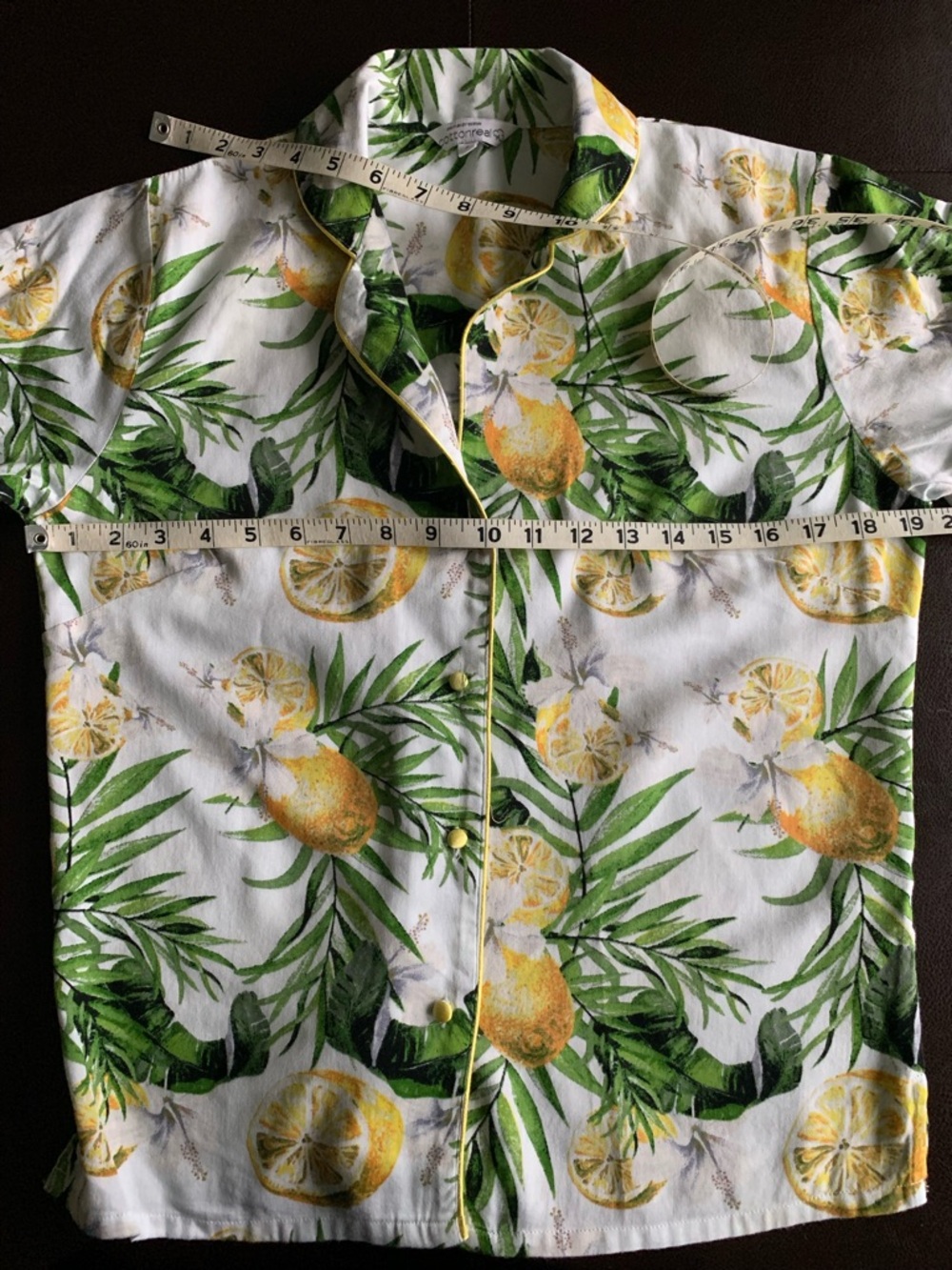 Cottonreal Leaf & Lemon Print Short Sleeve Pajama Set size S - Picture 8 of 12